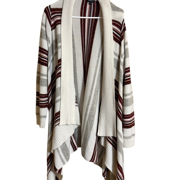Torrid Cream and Gray Striped Cardigan Sweater - Picture 1 of 3